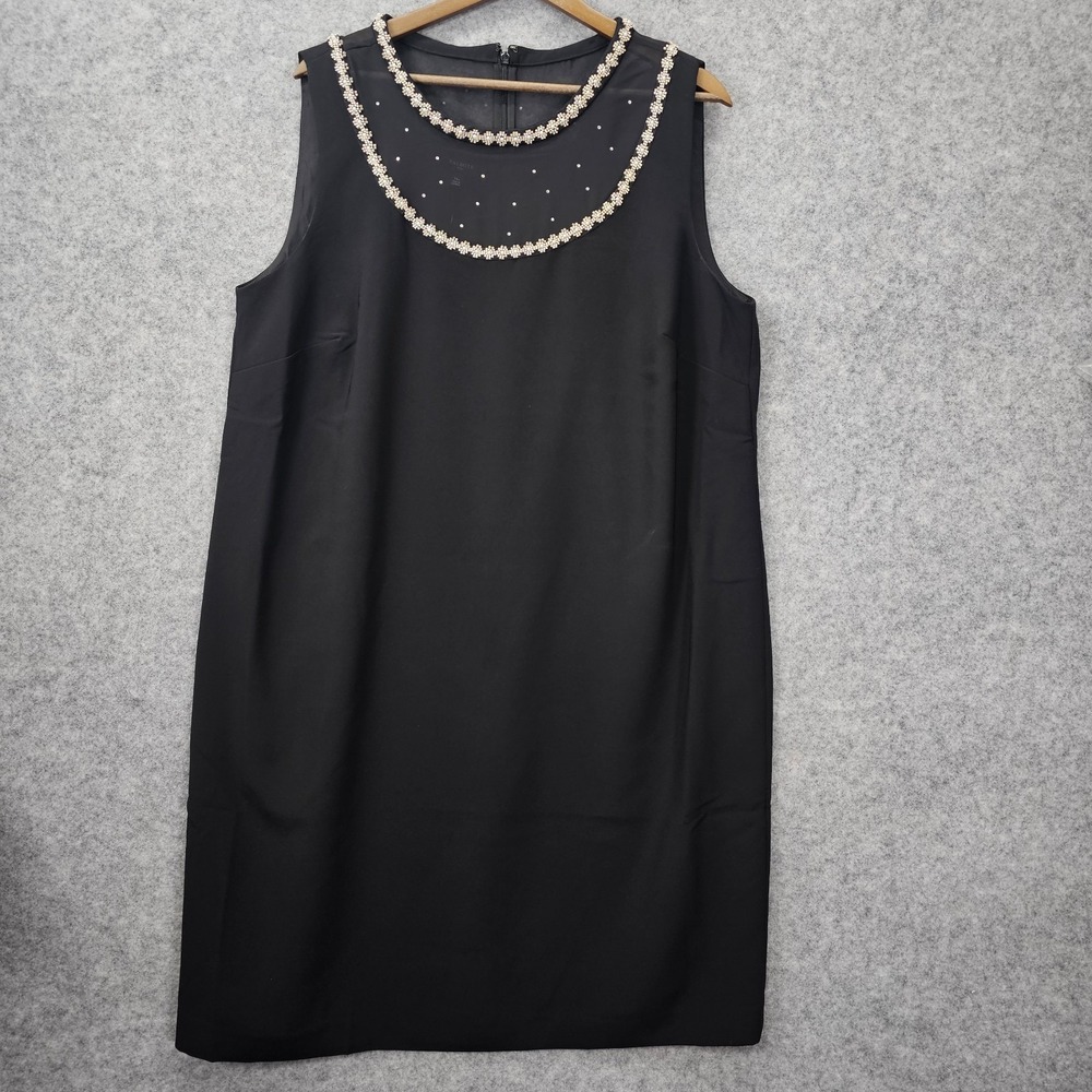 Whimsigoth Beaded Shift Dress TALBOTS 14W Plus Black LBD Cocktail Illusion NEW